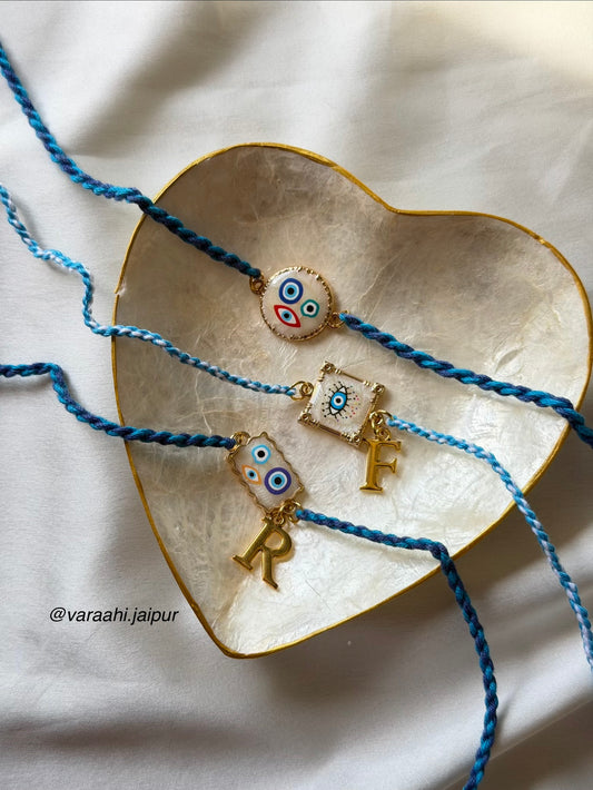 Braided Pearl Evil Eye Rakhi