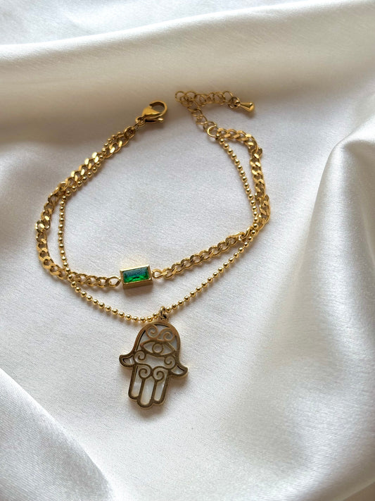 Layered Hamsa Bracelet