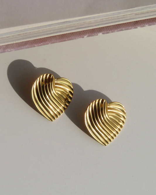 Ribbed Heart Earrings