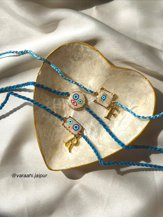 Braided Pearl Evil Eye Rakhi