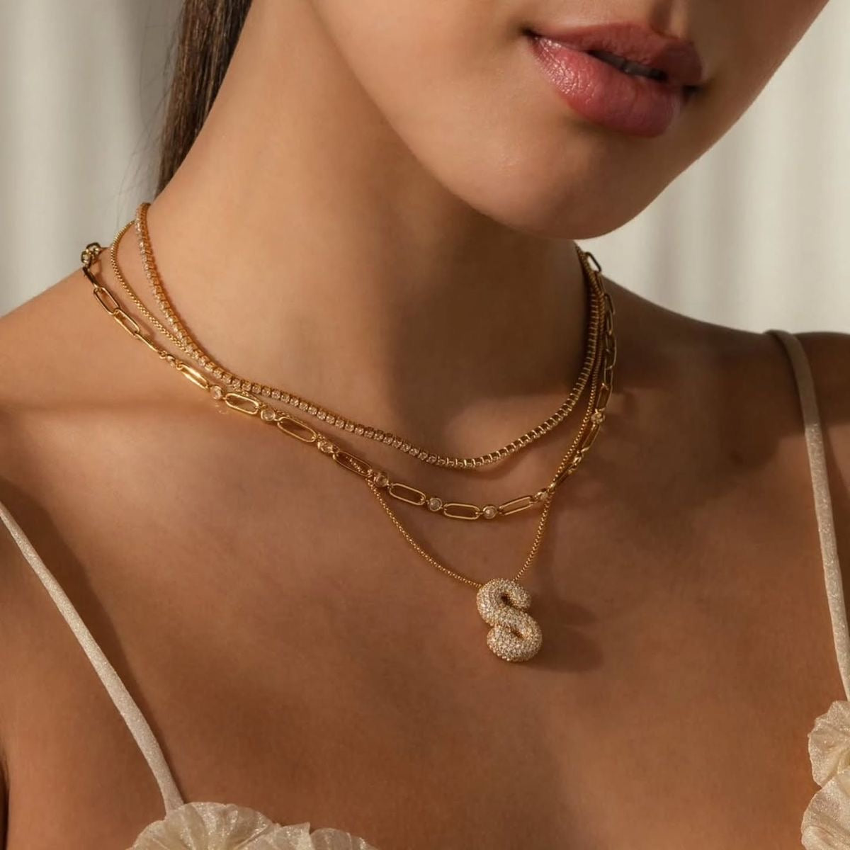 Studded Initial Necklace