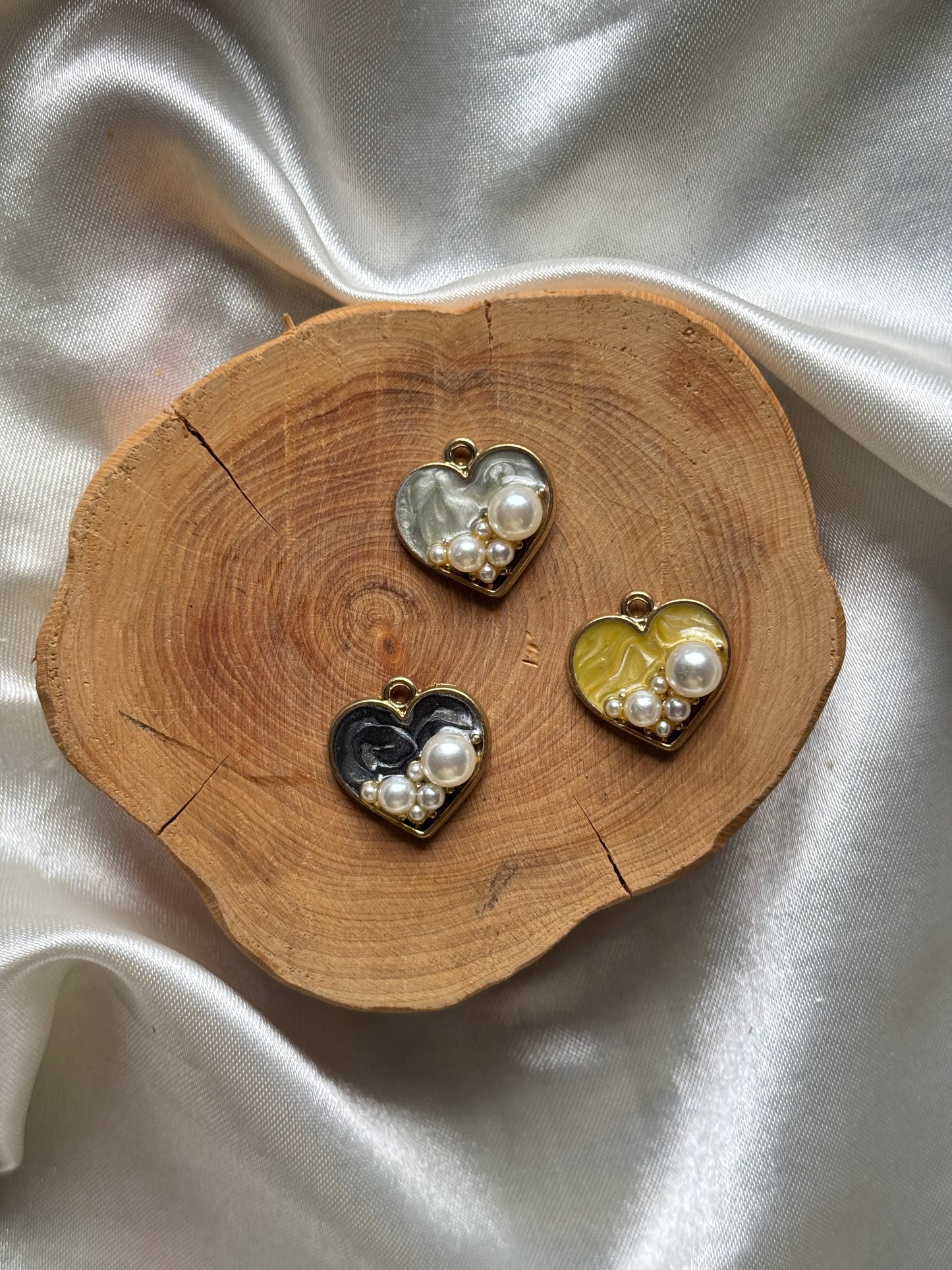 Pearl heart charms