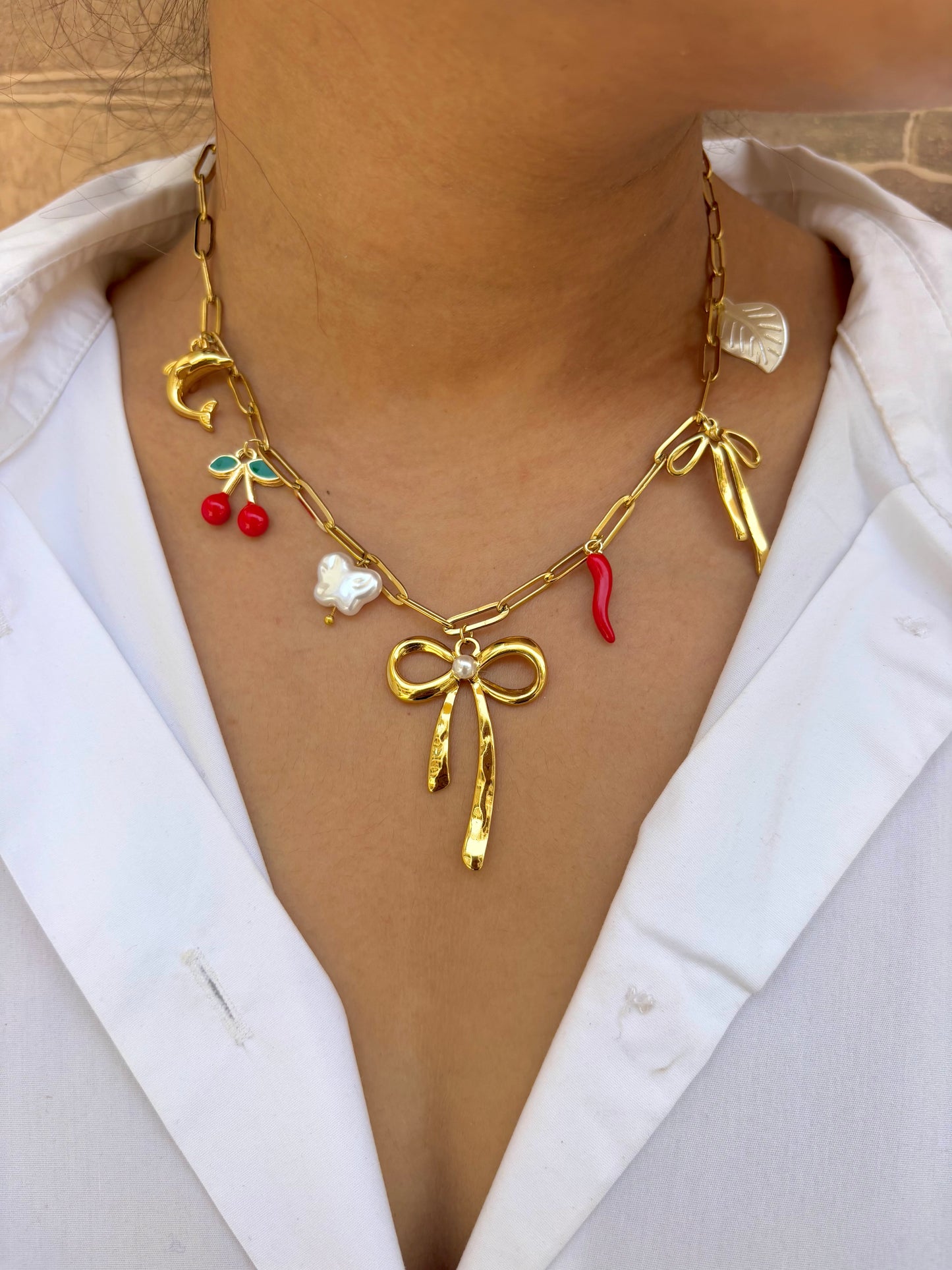 Ribbon Charm Necklace