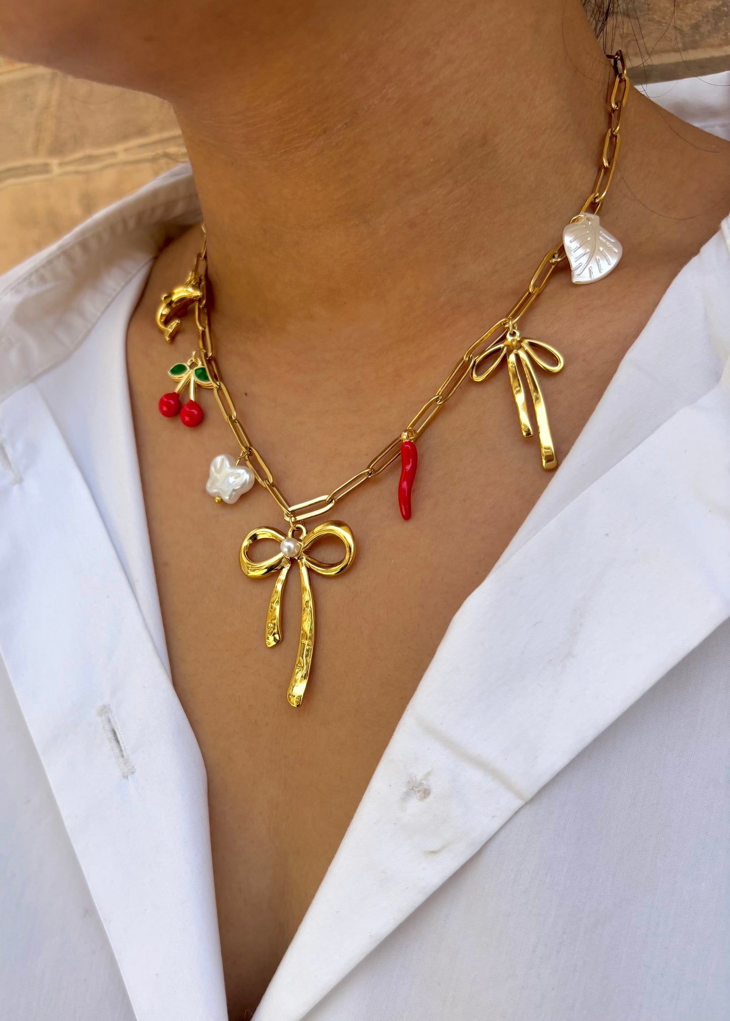 Ribbon Charm Necklace